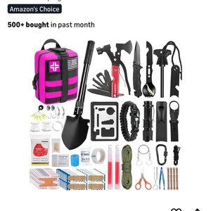 Survival Gear Kit with Pink Tactical Bag